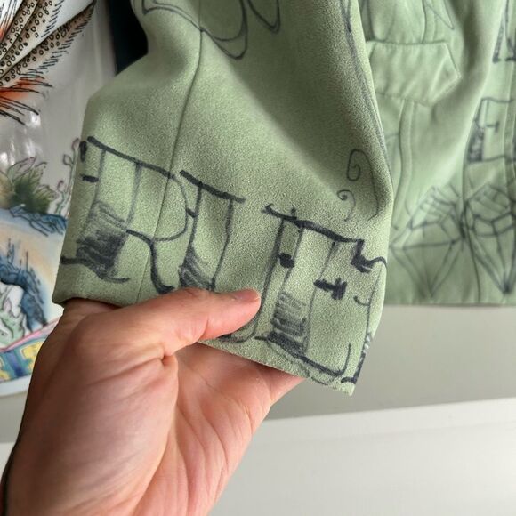 Conrad C Stylish Green Patterned Blazer Hand Drawn 14 - Picture 4 of 16